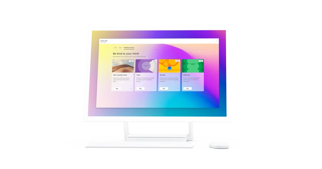 Viva Insights wellbeing experience and Headspace activities on a desktop display